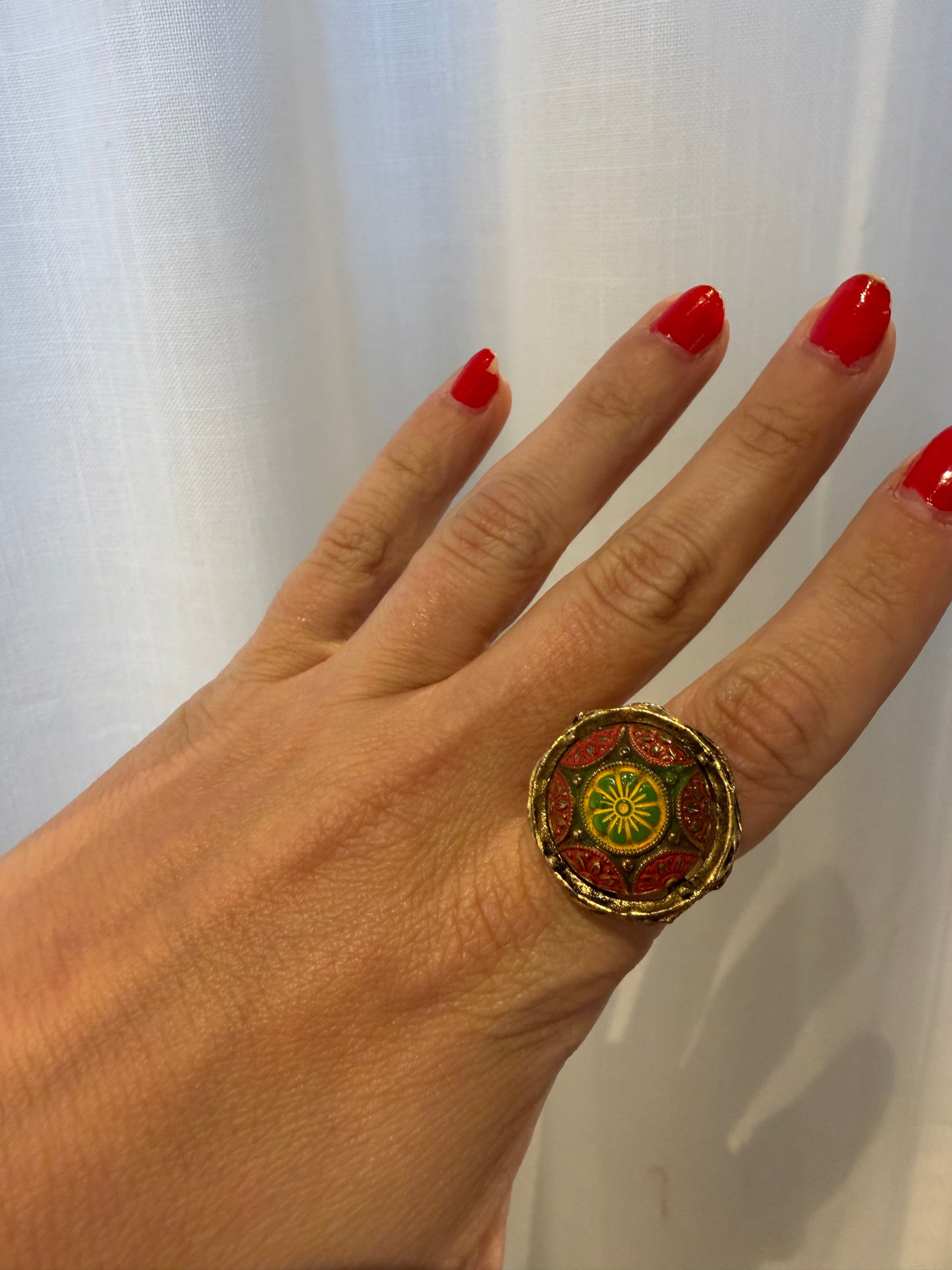 FAUX MICROMOSAIC CABACHON RING