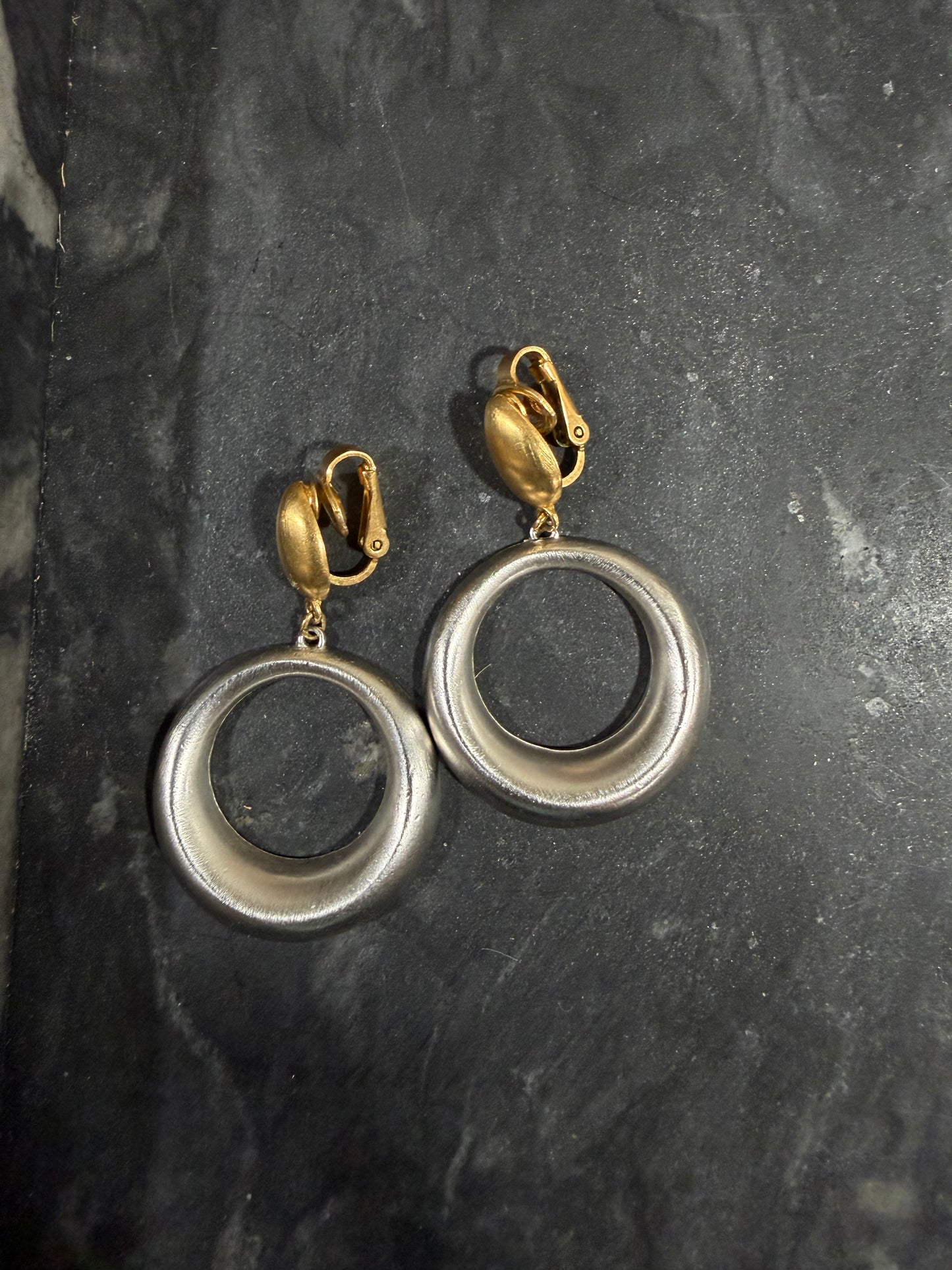 TRIFARI MIXED METAL CLIP EARRINGS