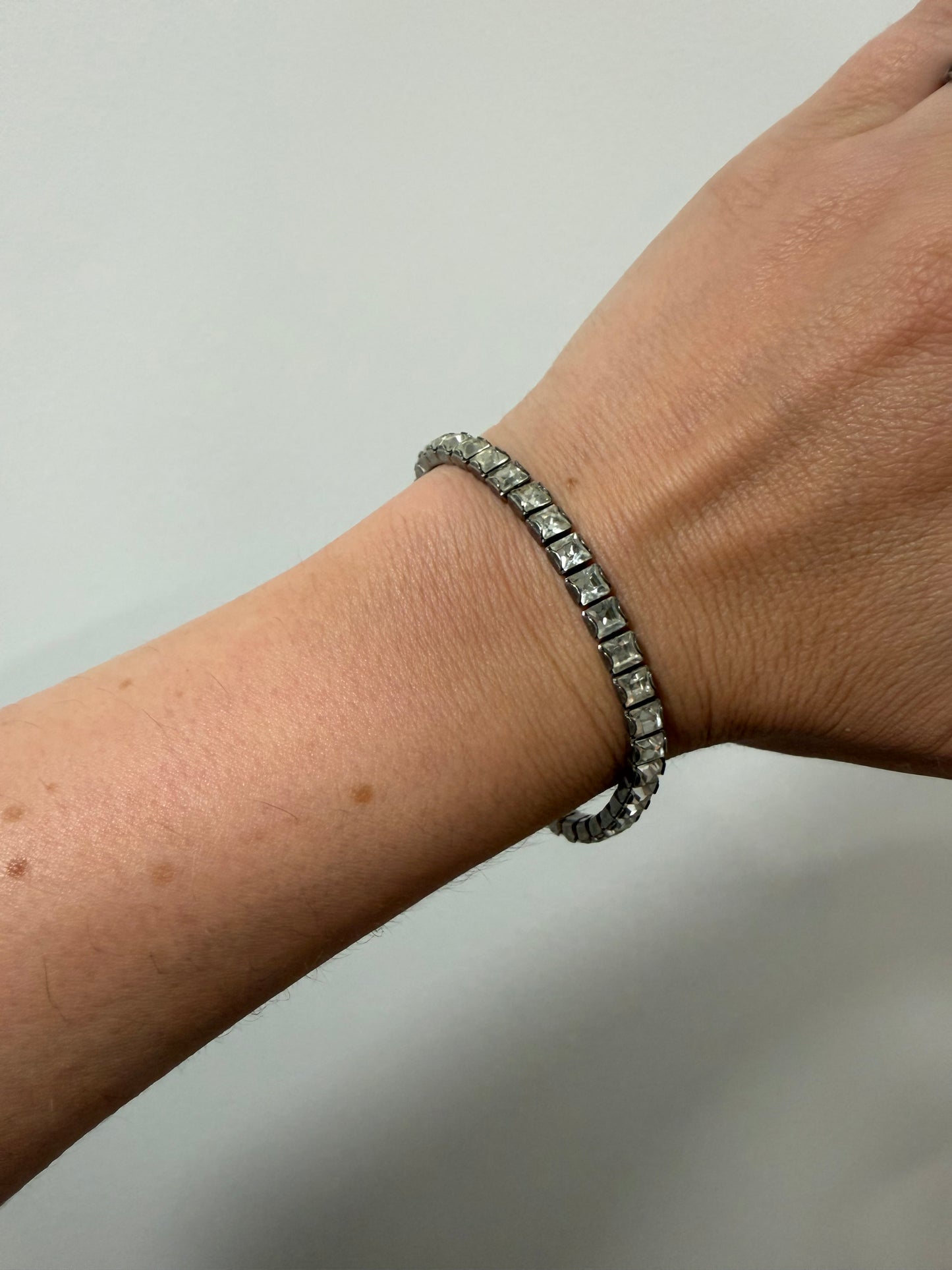 CLEAR RHINESTONE TENNIS LINK BRACELET