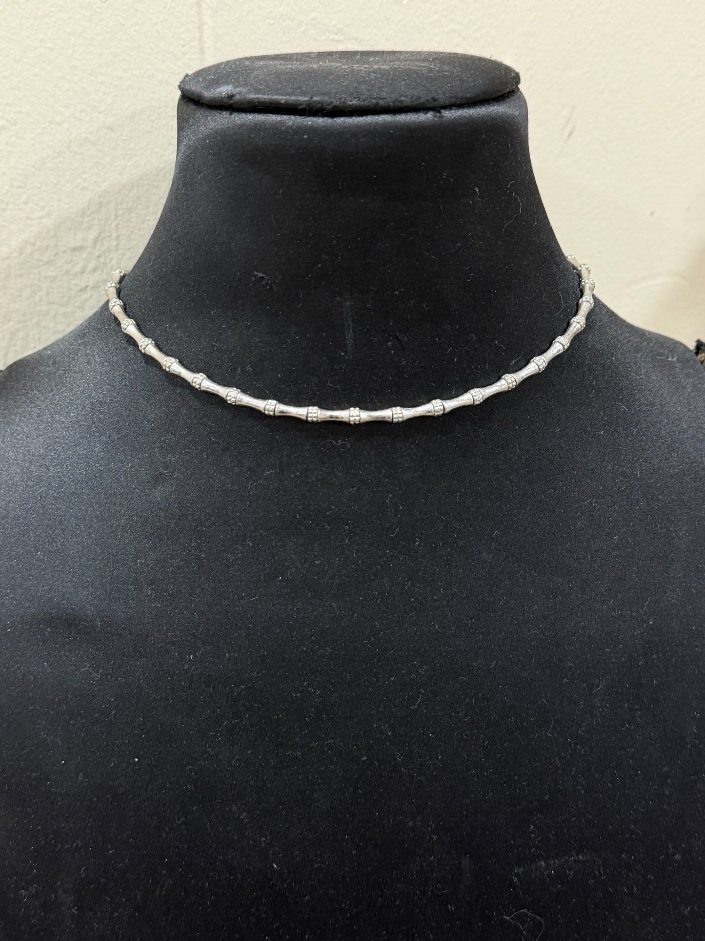 MONET SILVER BAMBOO LINK ADJUSTABLE NECKLACE