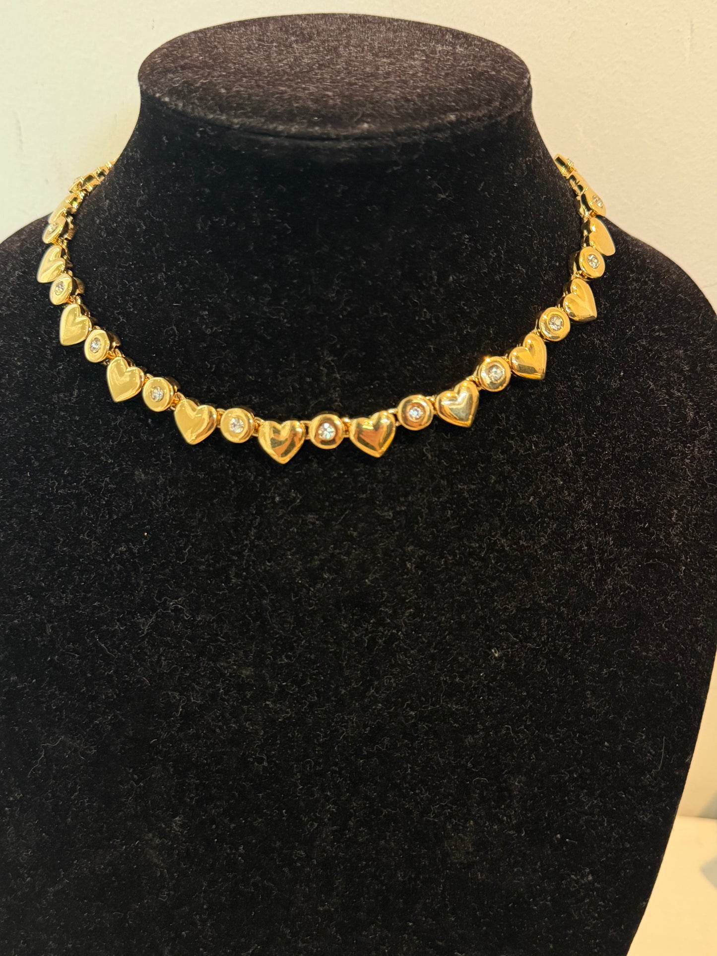 NINA RICCI HEART AND RHINESTONE COLLAR NECKLACE
