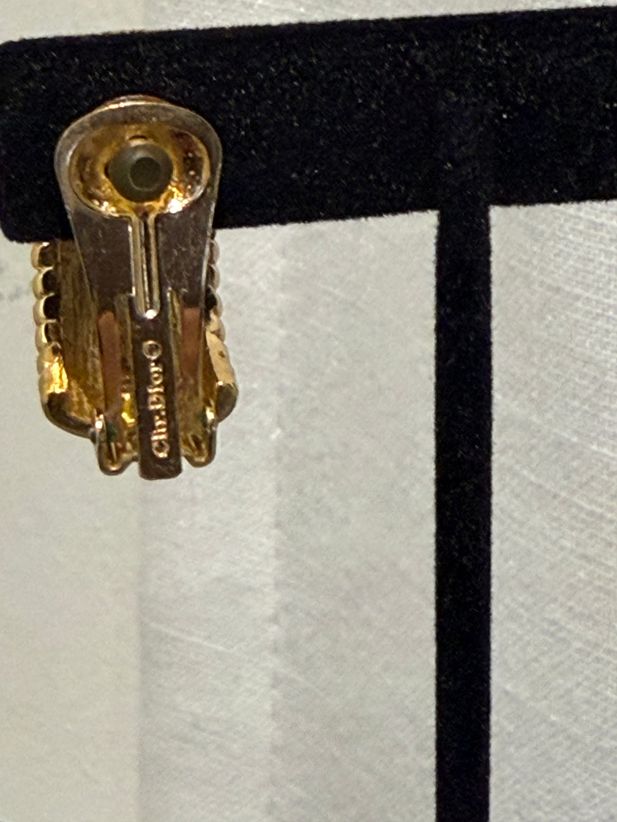 DIOR GOLD TONE OMEGA CLIP ON EARRINGS