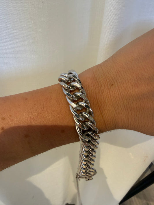 SILVER MONET CUBAN LINK BRACELET