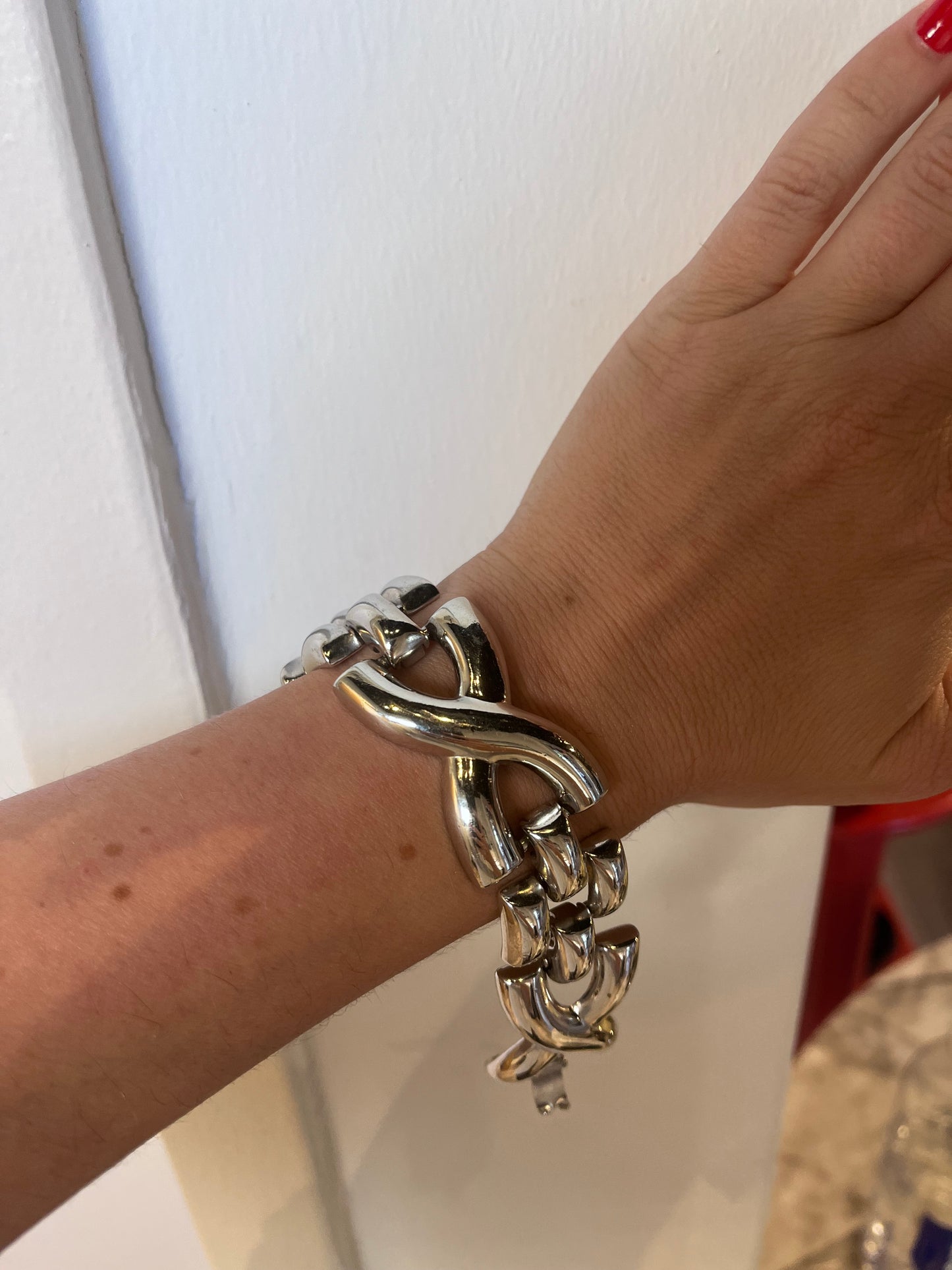 1990s MONET SILVER "X" LINK BRACELET