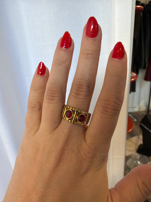 RED RHINESTONE RING
