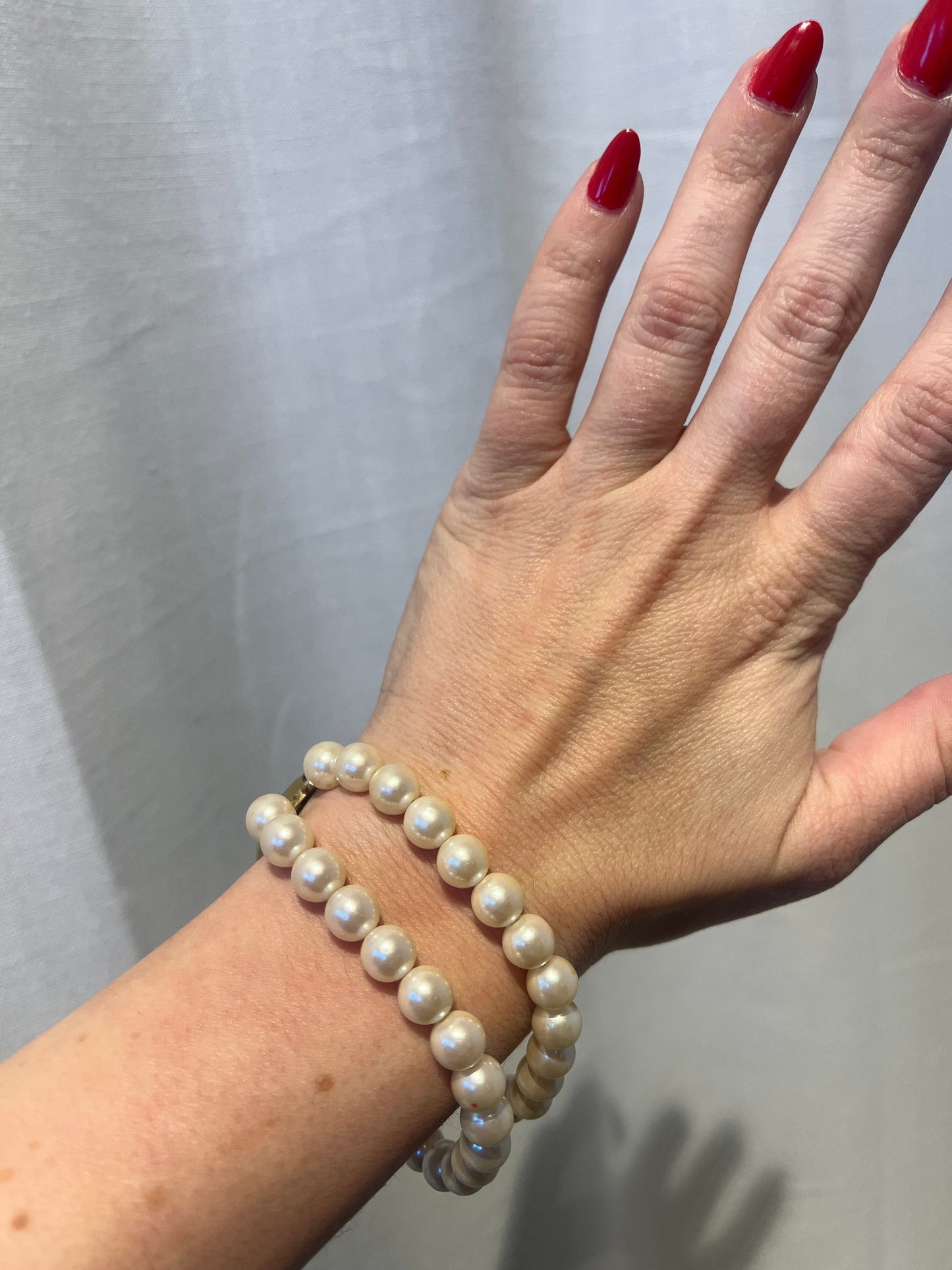 FAUX PEARL DOUBLE STRAND BRACELET