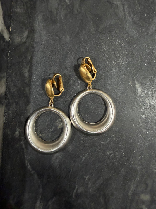 TRIFARI MIXED METAL CLIP EARRINGS