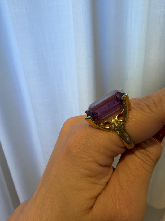 AMETHYST CUT GLASS ADJUSTABLE RING