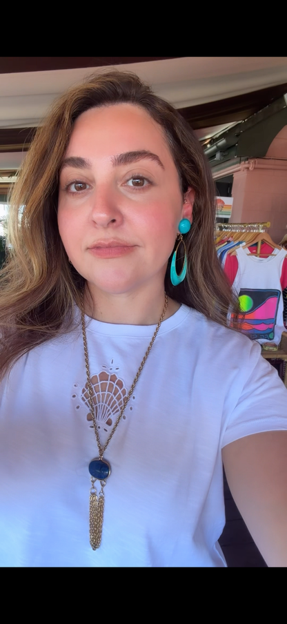 1960’S TURQUOISE ENAMEL CLIP ON EARRINGS