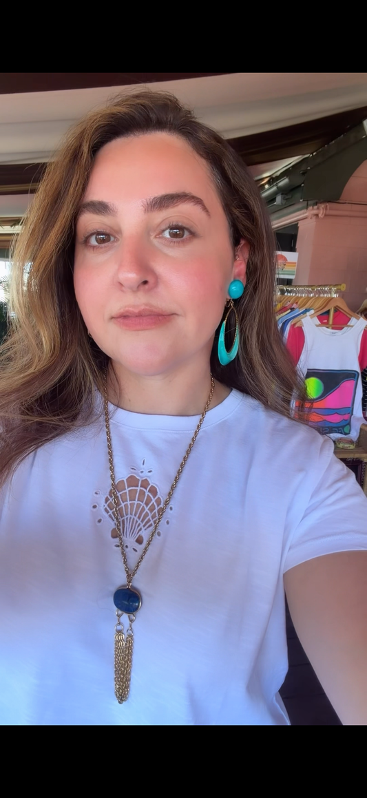 1960’S TURQUOISE ENAMEL CLIP ON EARRINGS
