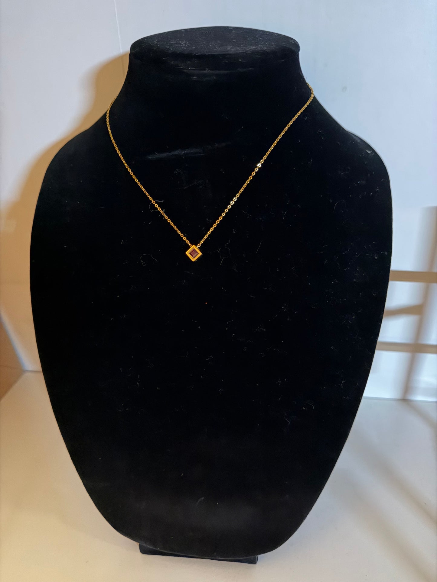 TRIFARI PETITE CUBE WITH RED RHINESTONE NECKLACE