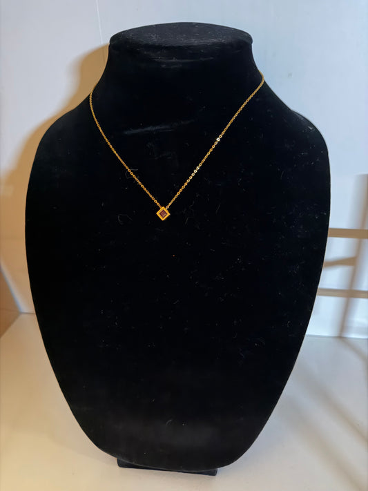 TRIFARI PETITE CUBE WITH RED RHINESTONE NECKLACE