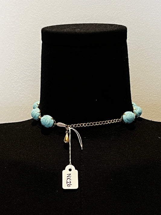 Faux Turquoise Scarab Necklace