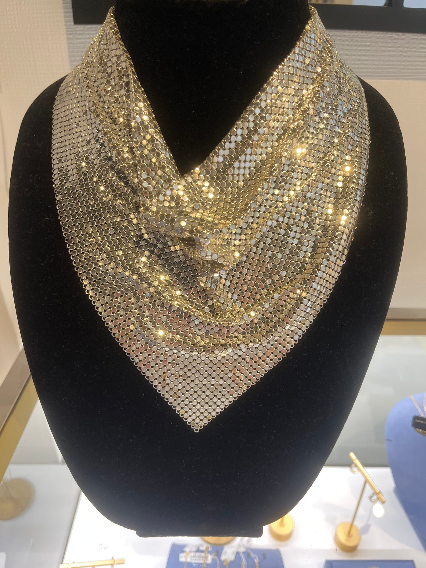 Whiting & Davis Silvertone Mesh Bib Necklace