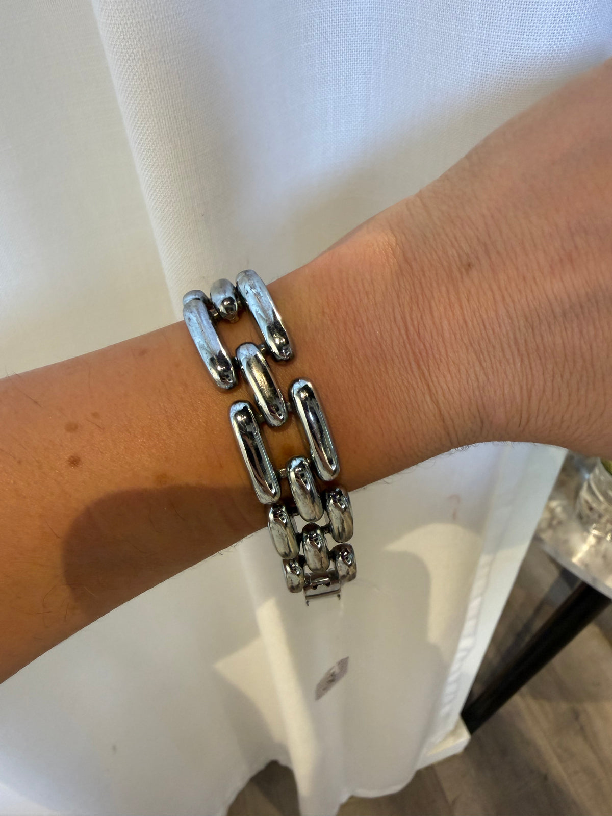 SILVER RECTANGLE LINK BRACELETS