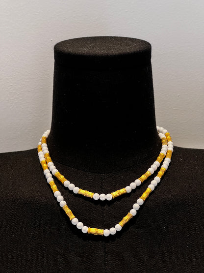 White and Gold Tone Bamboo Necklace