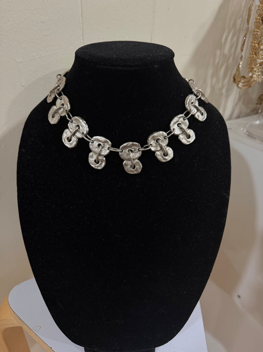 UNSIGNED SILVER BRUTALIST COLLAR NECKLACE