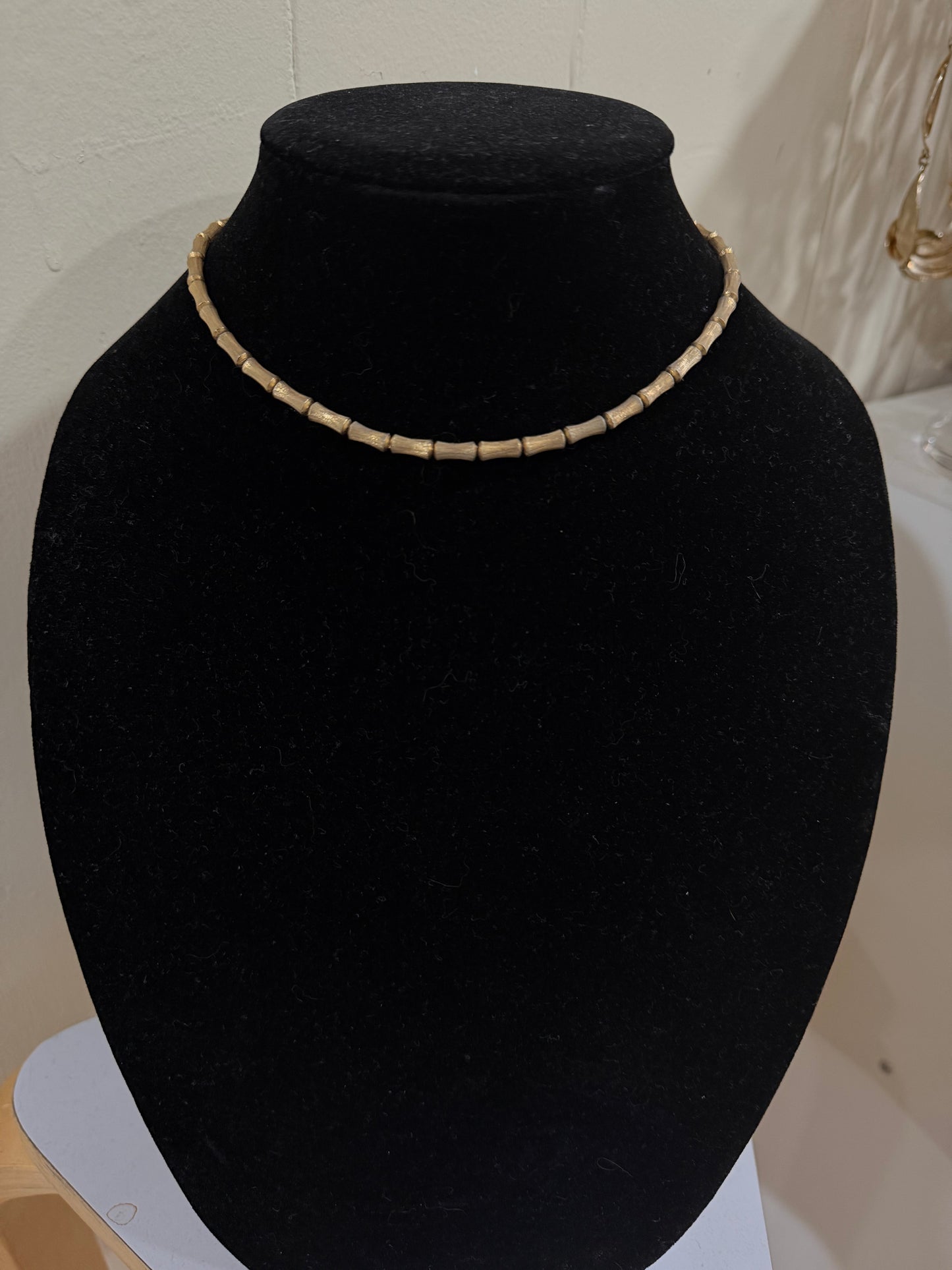 GOLD BAMBOO LINK COLLAR NECKLACE