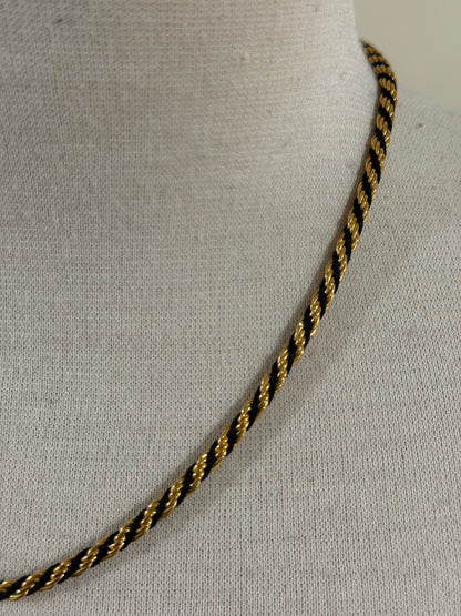 TRIFARI GOLD AND BLACK TWISTED ROPE CHAIN NECKLACE