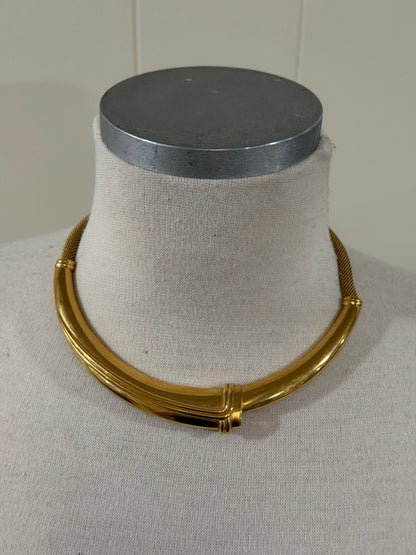 MONET GOLD GEOMETIC AND MESH COLLAR NECKLACE