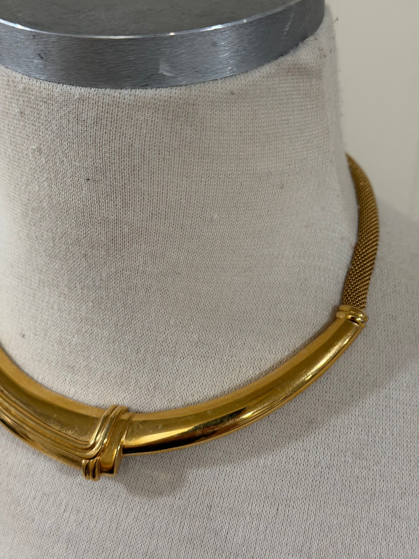 MONET GOLD GEOMETIC AND MESH COLLAR NECKLACE