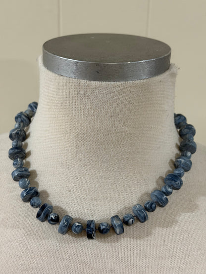 SARAH COV MARBLED BLUE MIXED BEAD NECKLACE