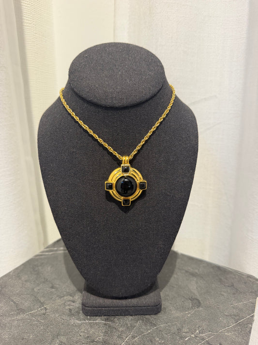 MONET BLACK CABACHON PENDANT NECKLACE