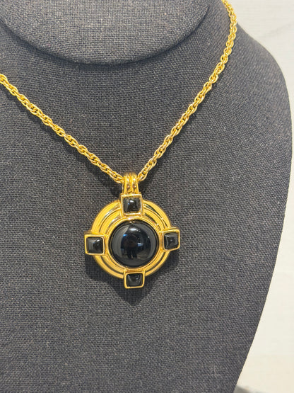 MONET BLACK CABACHON PENDANT NECKLACE