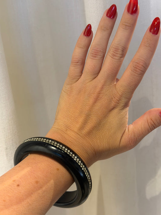 BLACK AND RHINESTONE BANGLE