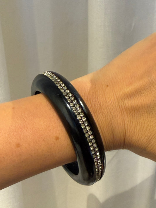 BLACK AND RHINESTONE BANGLE
