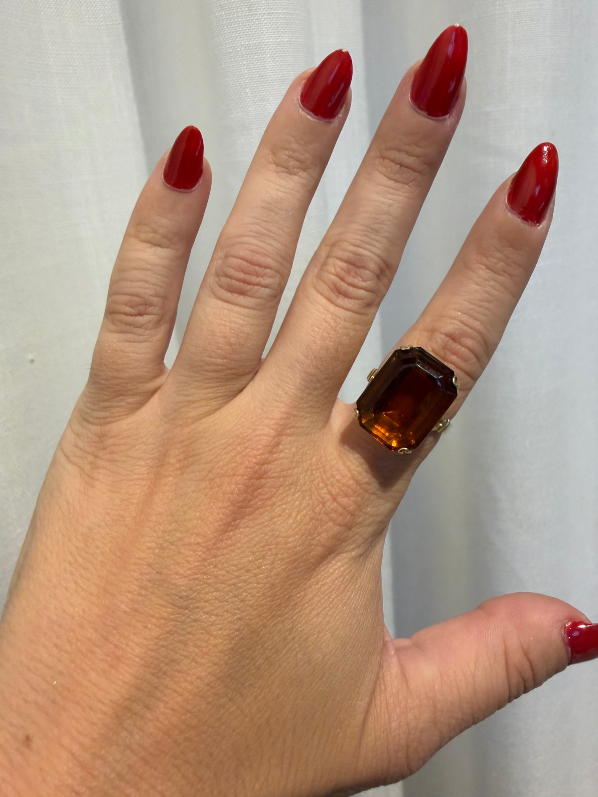 AMBER CUT GLASS RING