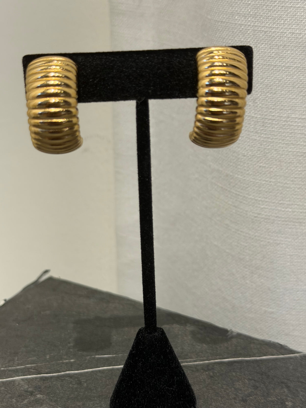 DIOR GOLD TONE OMEGA CLIP ON EARRINGS