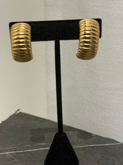 DIOR GOLD TONE OMEGA CLIP ON EARRINGS