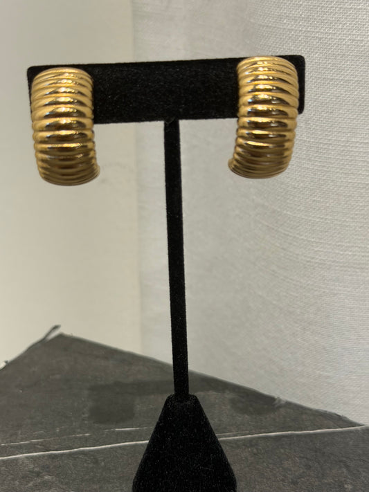 DIOR GOLD TONE OMEGA CLIP ON EARRINGS