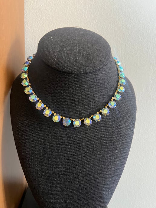 Mid Century Blue Rhinestone Necklace