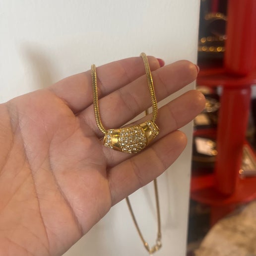 80s Rhinestone Pendant Necklace