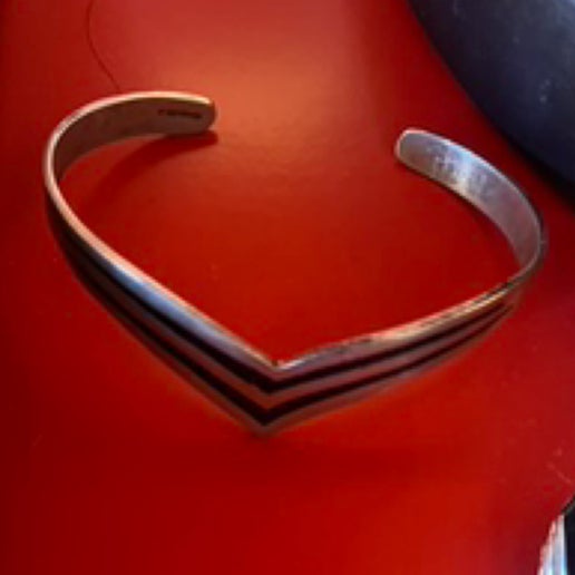 Sterling Silver and Black “v” Cuff Bracelet