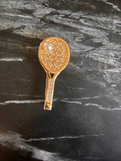 Swarovski Tennis Racquet Brooch