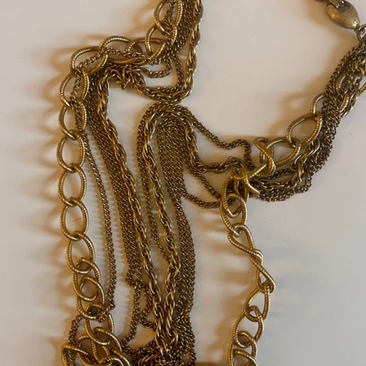 Mid Century Multi Strand Chain Necklace