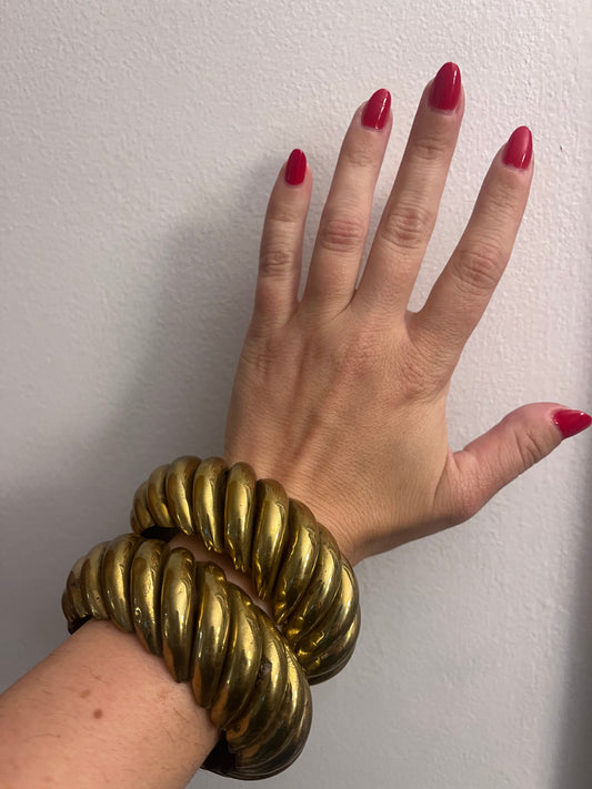 MADE IN INDIA BRASS OVER WOOD ETCHED BANGLE