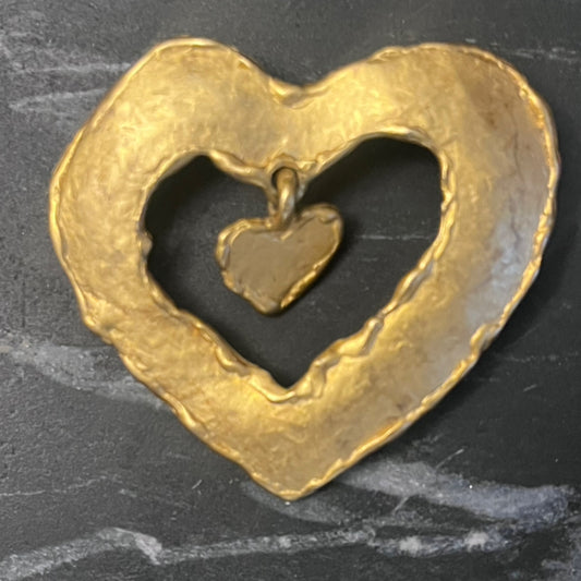 Matte Double Heart Brooch