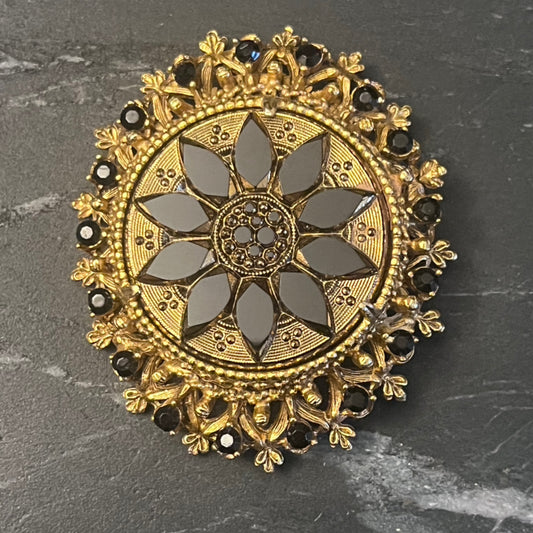 Florenza Black Starburst Brooch