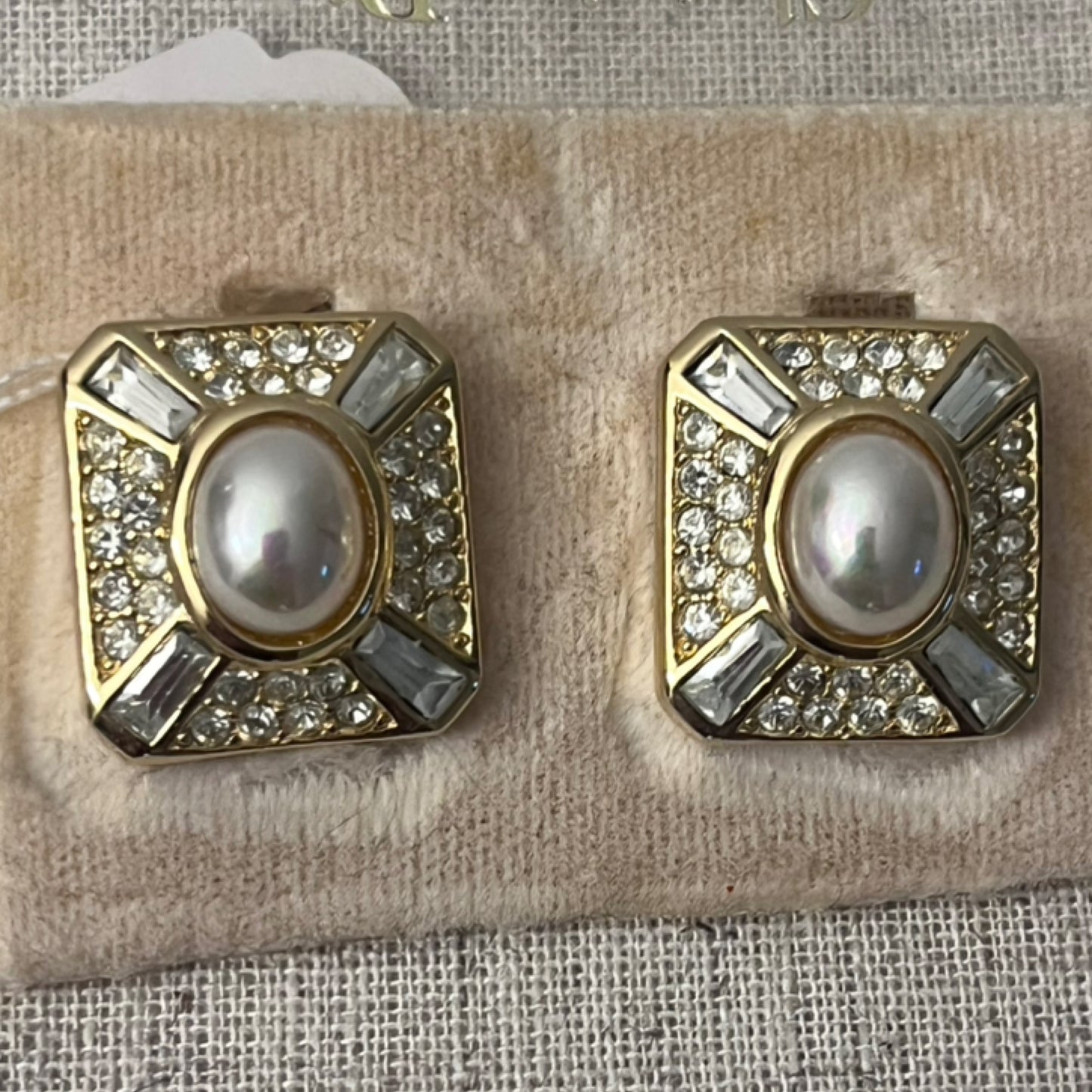 Dior Faux Pearl and Rhinestone Earrings